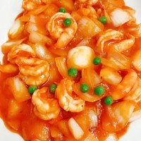 Gambas con salsa picante