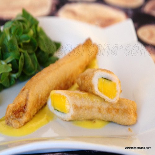 Rollitos de mango langostino y pollo